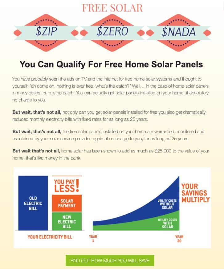 are solar panels really free