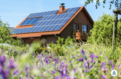 solar panel on a rural house