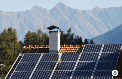 solar panels overlooking a mountain range