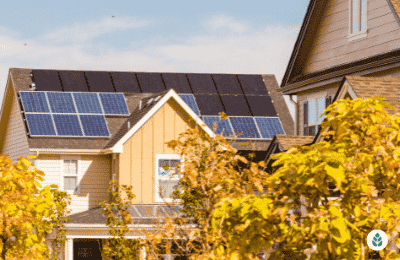 neighborhood house with solar panels