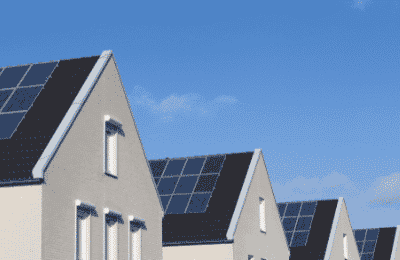 houses with solar panels on the roof