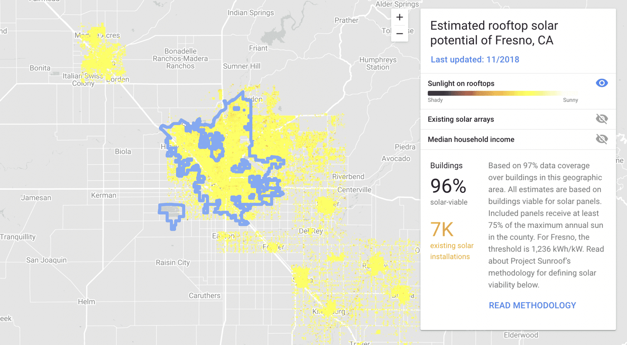google project sunroof map of fresno
