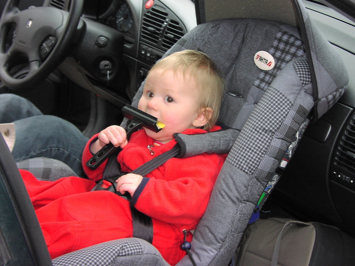 A child in a car seat