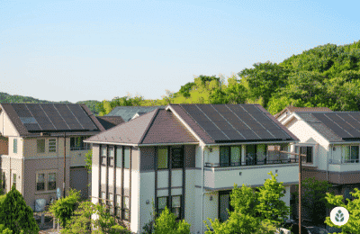 neighborhood houses with solar panels on the roof