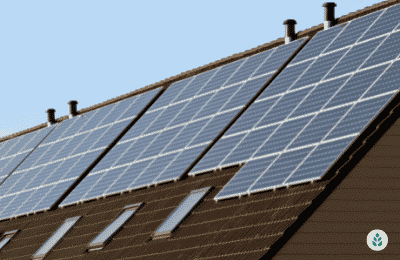 top half of a house roof covered with solar panels
