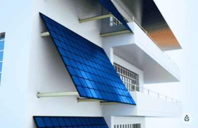 solar panel installed next to a balcony on a residential building