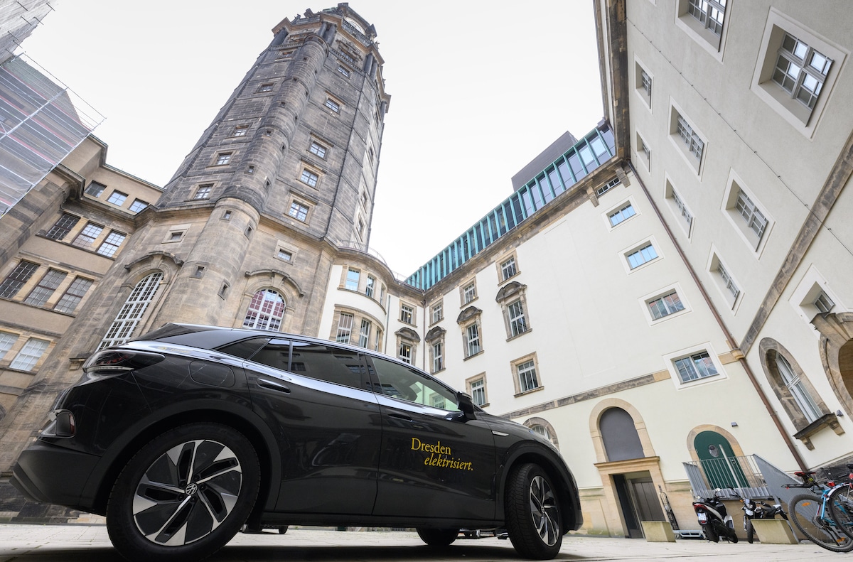 The electric car of Dresden, Germany's Mayor Dirk Hilbert
