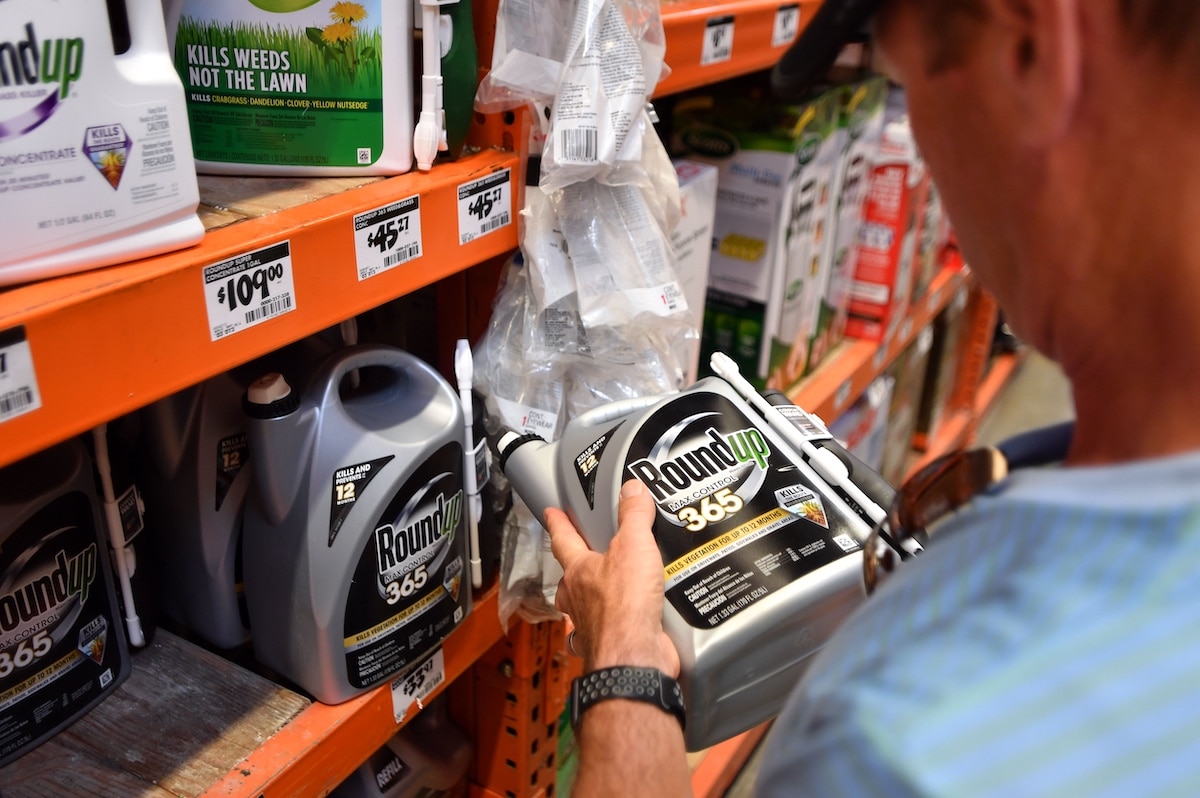 A customer shops for glyphosate products in California