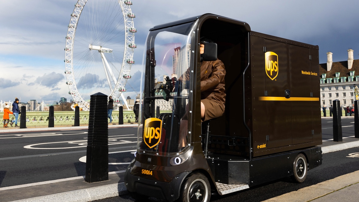 A UPS electric eQuad vehicle in London
