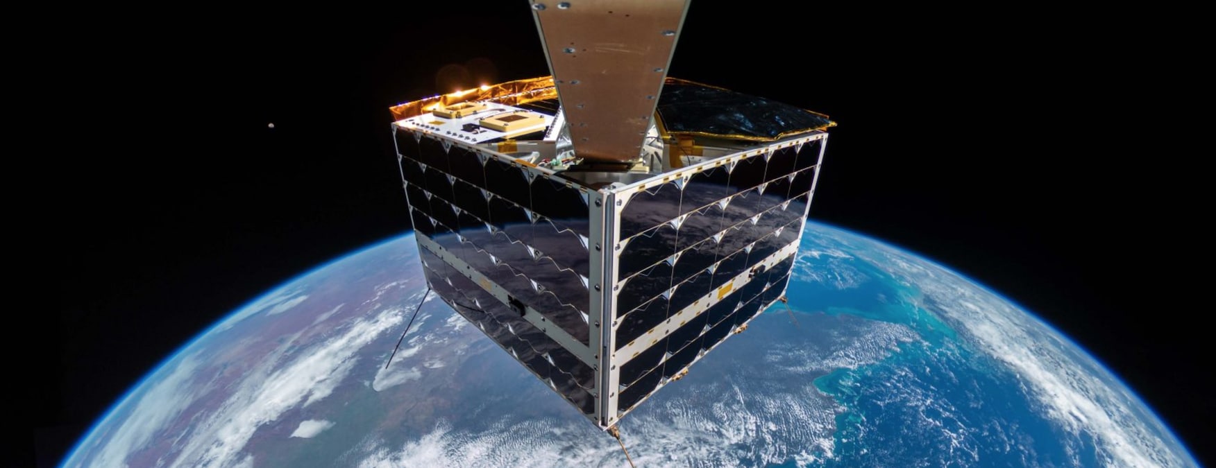 NanoAvionics used a GoPro Hero 7 mounted on a selfie stick to take the first-ever 4K resolution full satellite selfie in space with an immersive view of Earth.