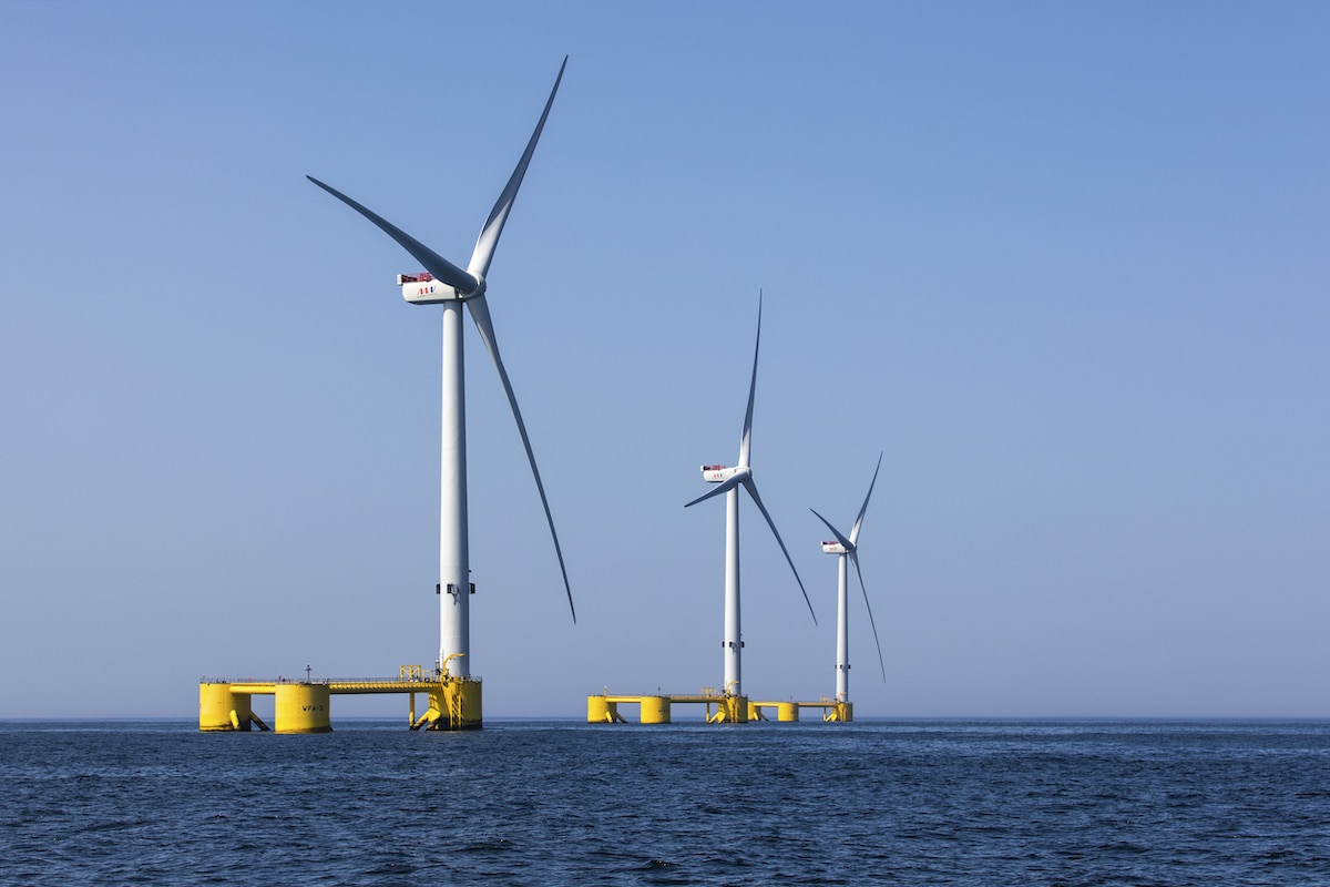 Floating wind turbines off the coast of Portugal
