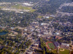 Aerial view of Naperville, IL