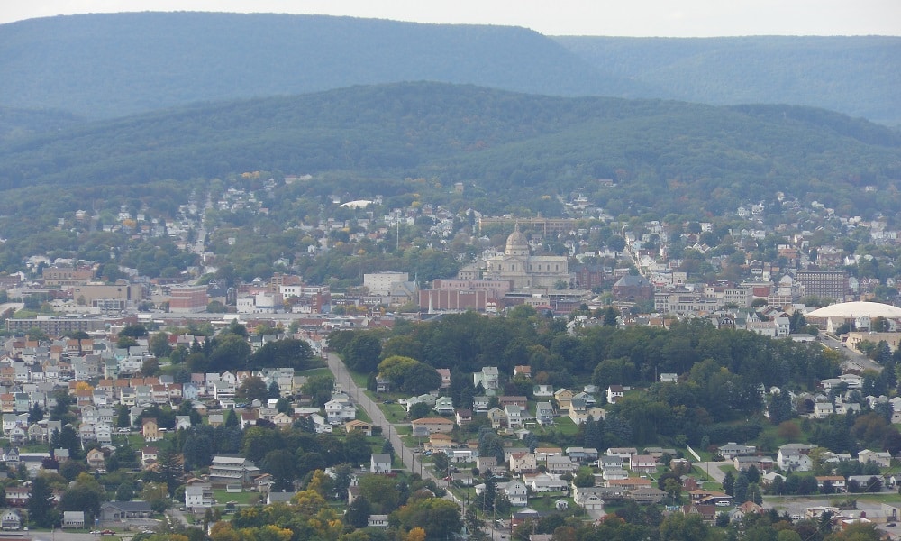 Aerial view of Altoona, PA