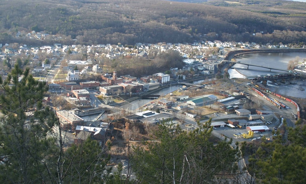 Aerial view of Bellows Falls