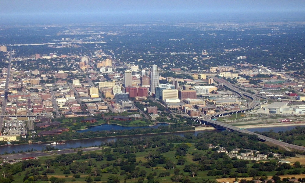 Aerial view of Omaha, NE