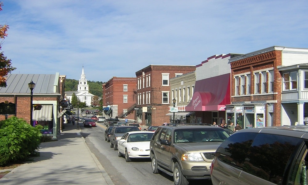 Downtown area in Middlebury, VT