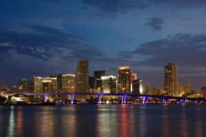 View of the Miami skyline at night