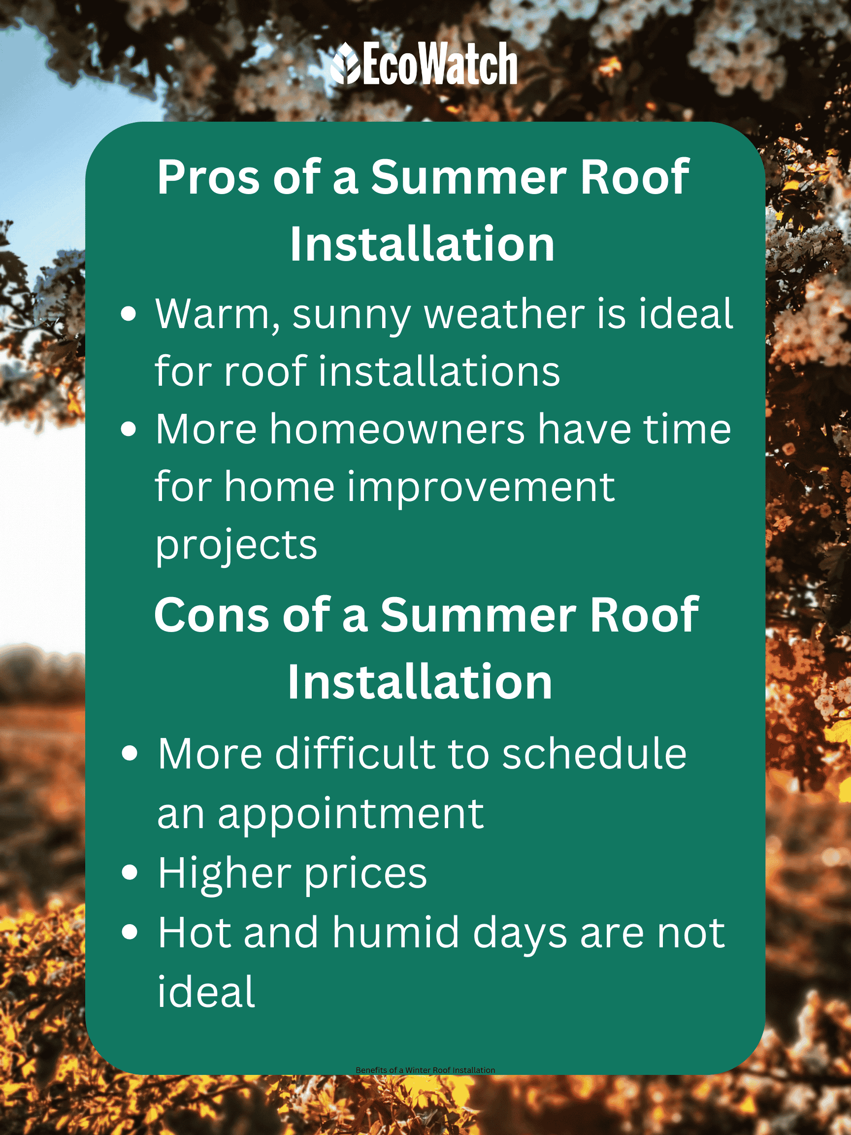 Pros and cons of a summer roof installation