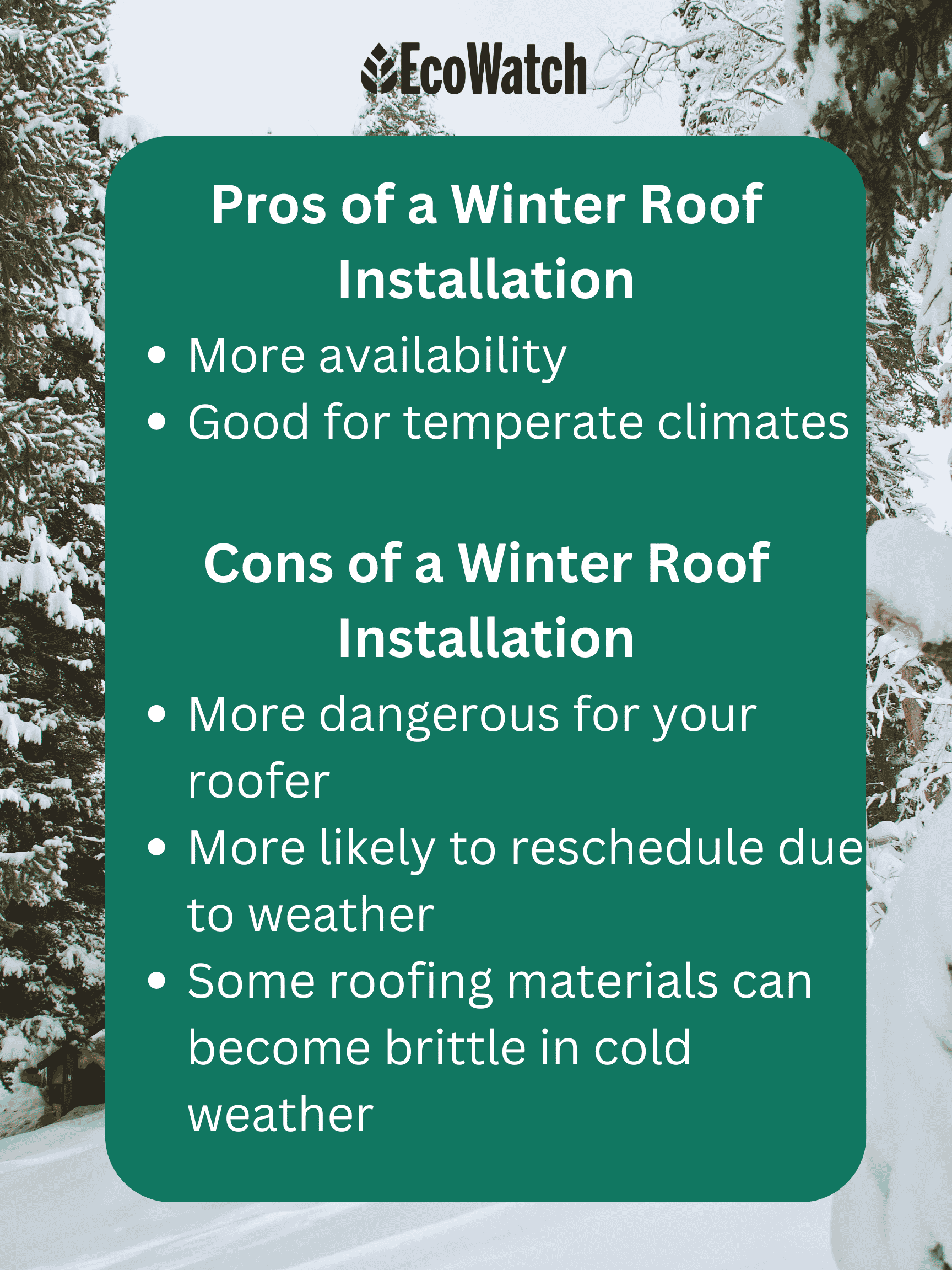 Pros and cons of a winter roof installation