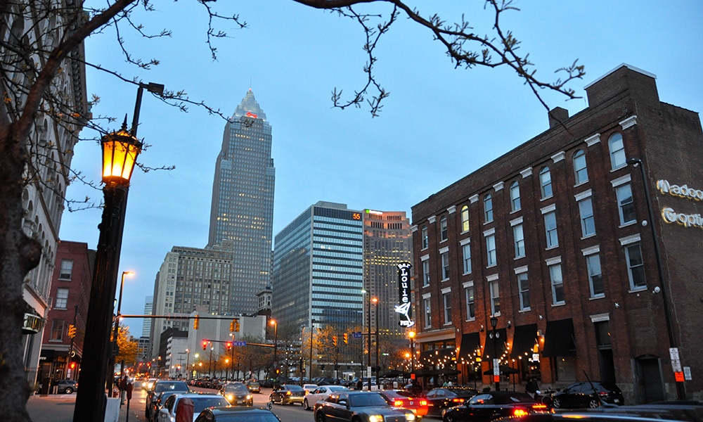 Street view of downtown Cleveland
