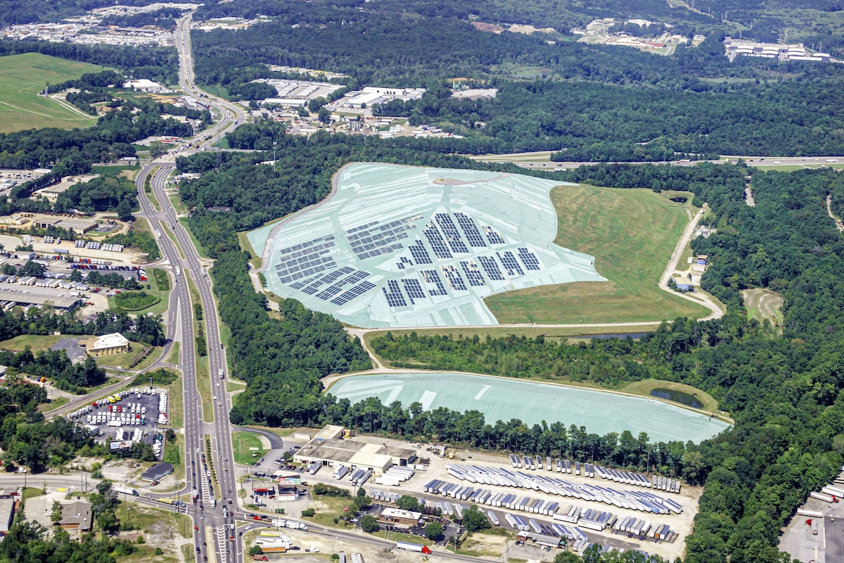 More than 7,000 solar panels cover the Hickory Ridge Landfill in Atlanta, Georgia