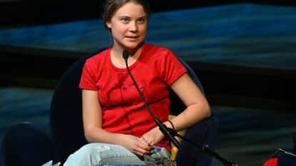 Greta Thunberg speaks in London during the launch of her latest book