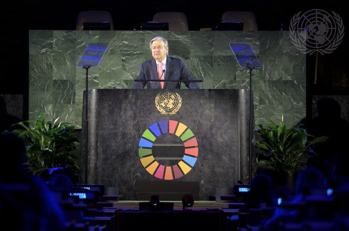 UN Secretary-General António Guterres speaks on Sustainable Development Goals during the UN General Assembly