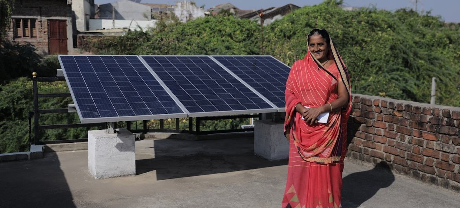 Gadvi Kailashben, a 42-year-old widow, lives in Modhera, India's first solar-powered village