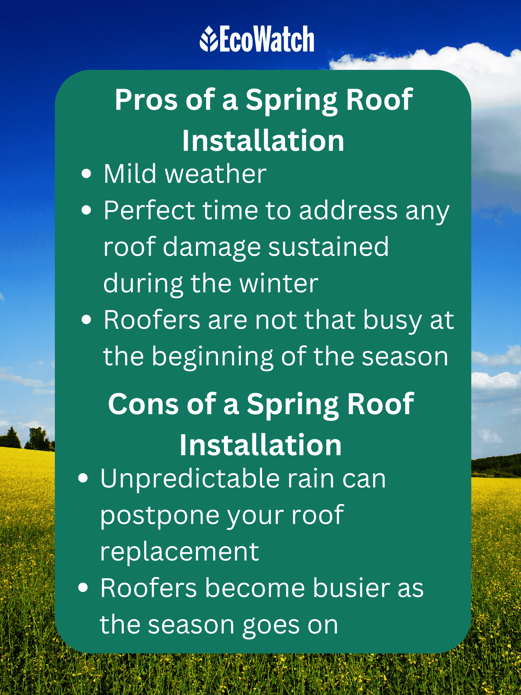 Pros and cons of a spring roof installation