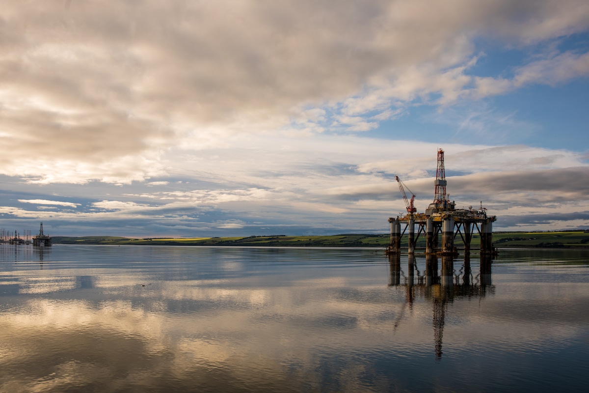 An offshore drilling rig in Scotland