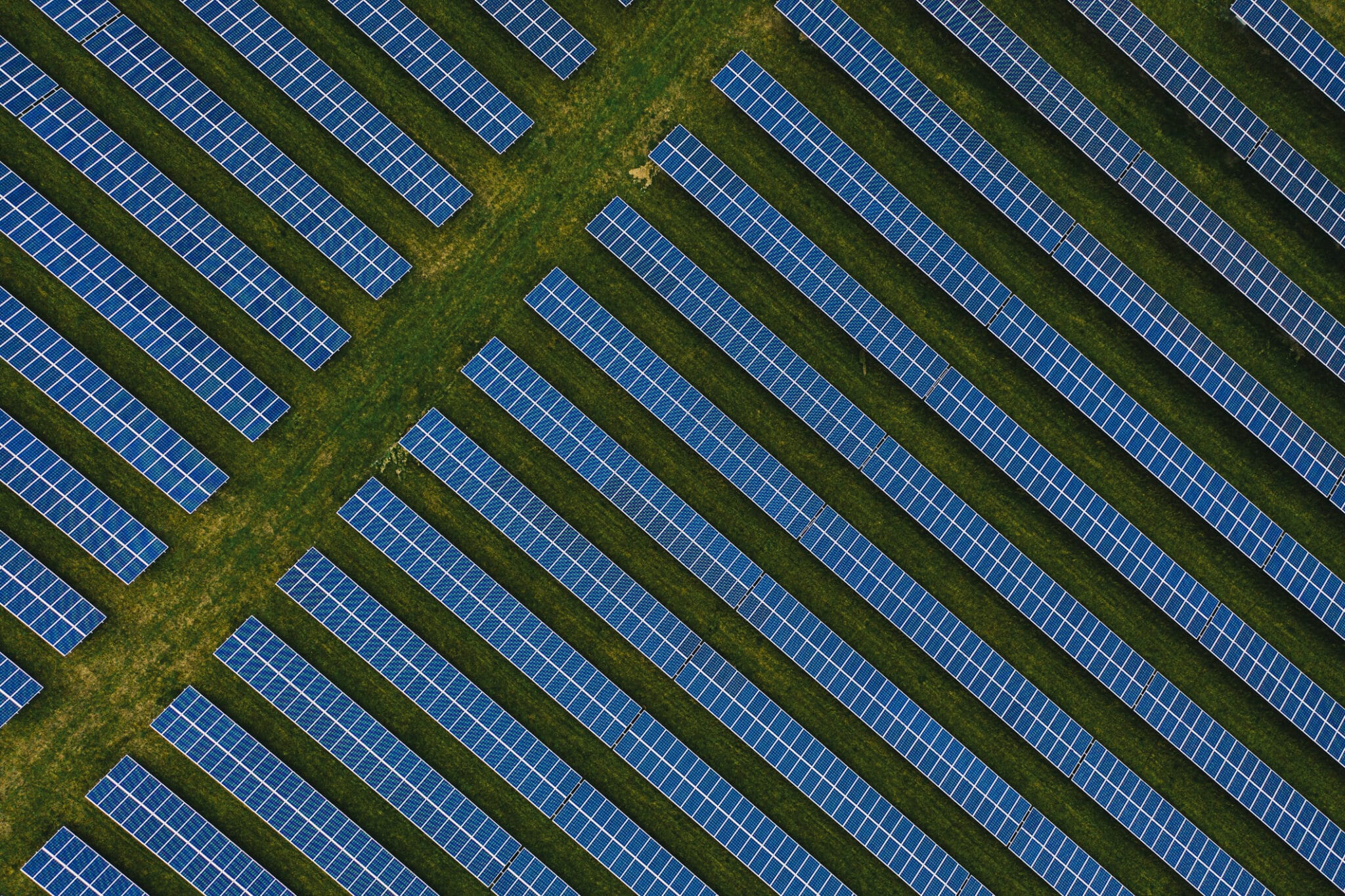 Aerial view of solar panel farm