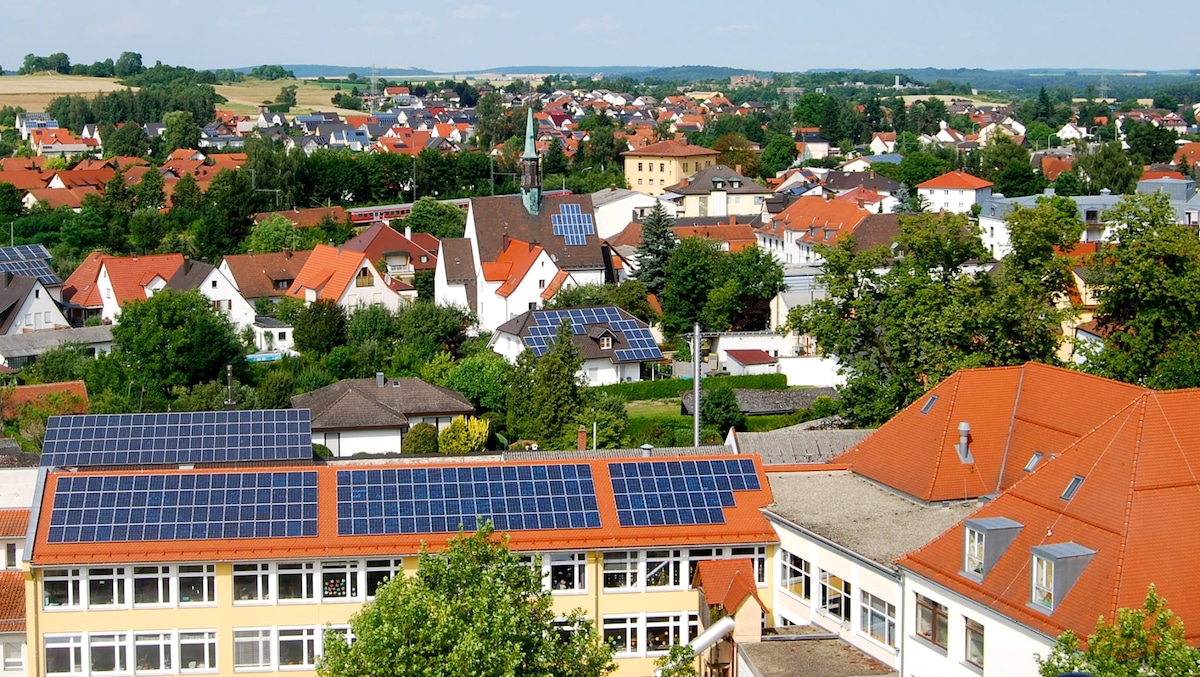 Rooftop solar panels in Abensberg, Germany