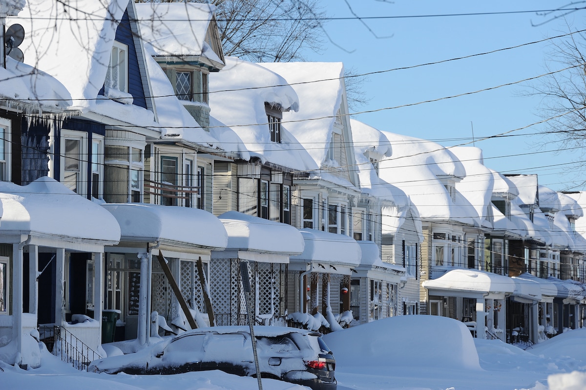 Snow-covered homes in Buffalo, New York