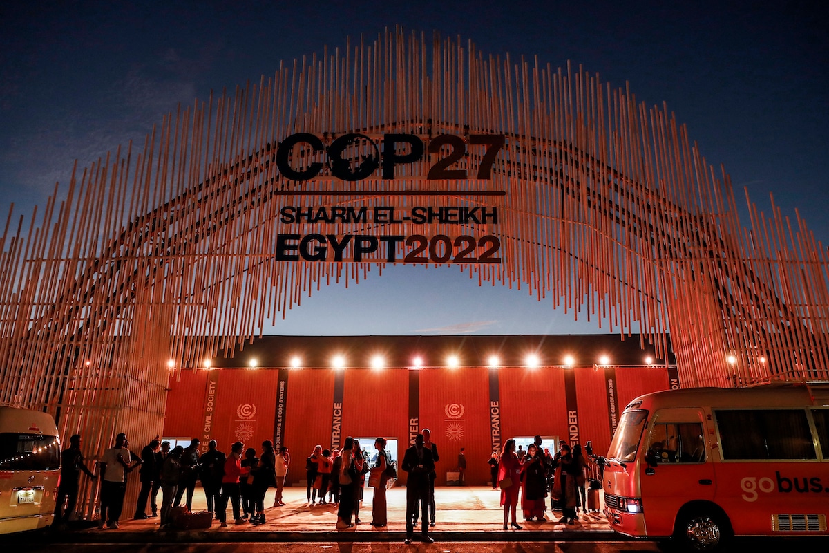 Delegates arrive at the COP27 climate conference in Egypt