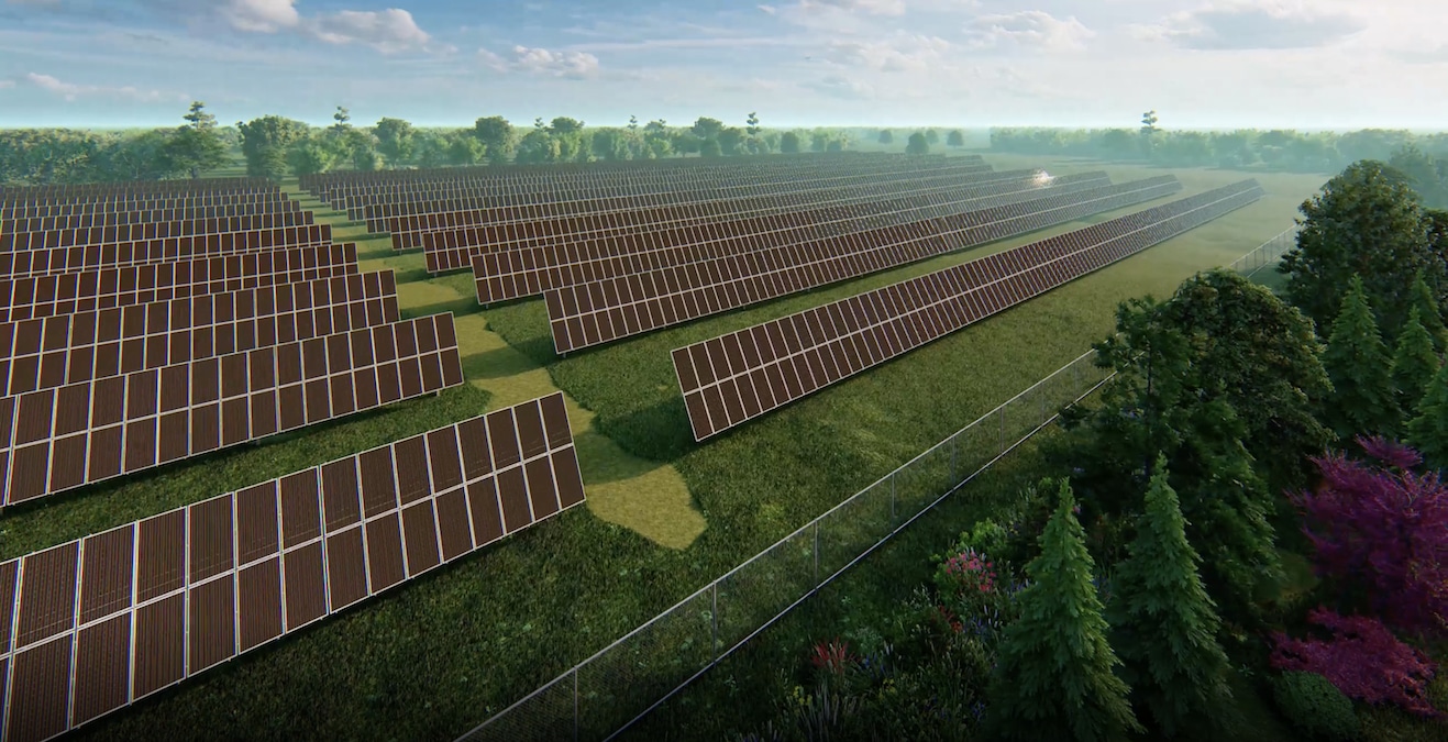 An image from a video illustrating Chipmunk Solar’s planned solar project in Williamsport, Ohio