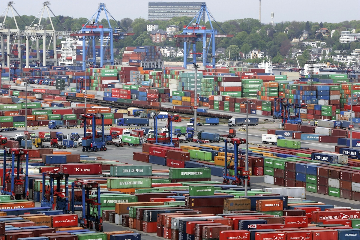 Containers in the European port of Hamburg, Germany