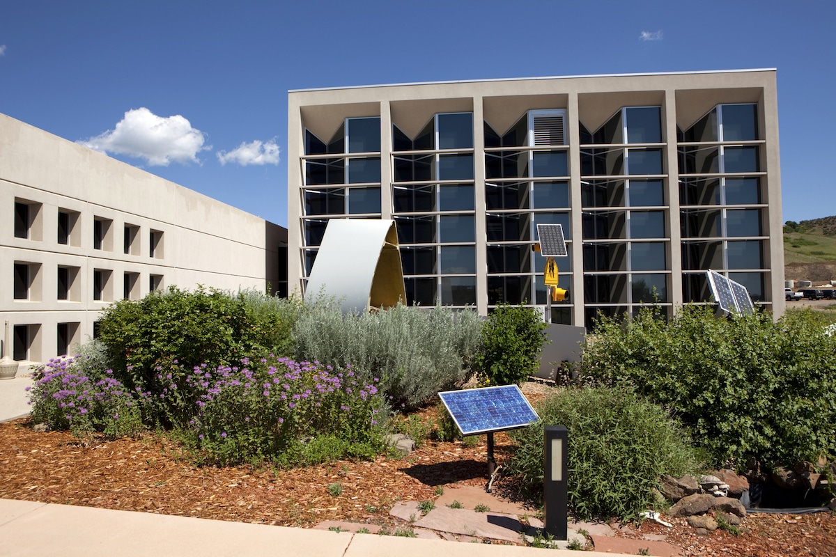 The Visitors Center at the National Renewable Energy Laboratory in Golden, Colorado shows many examples of solar, wind and other types of renewable energy. The building itself uses energy efficient daylighting construction