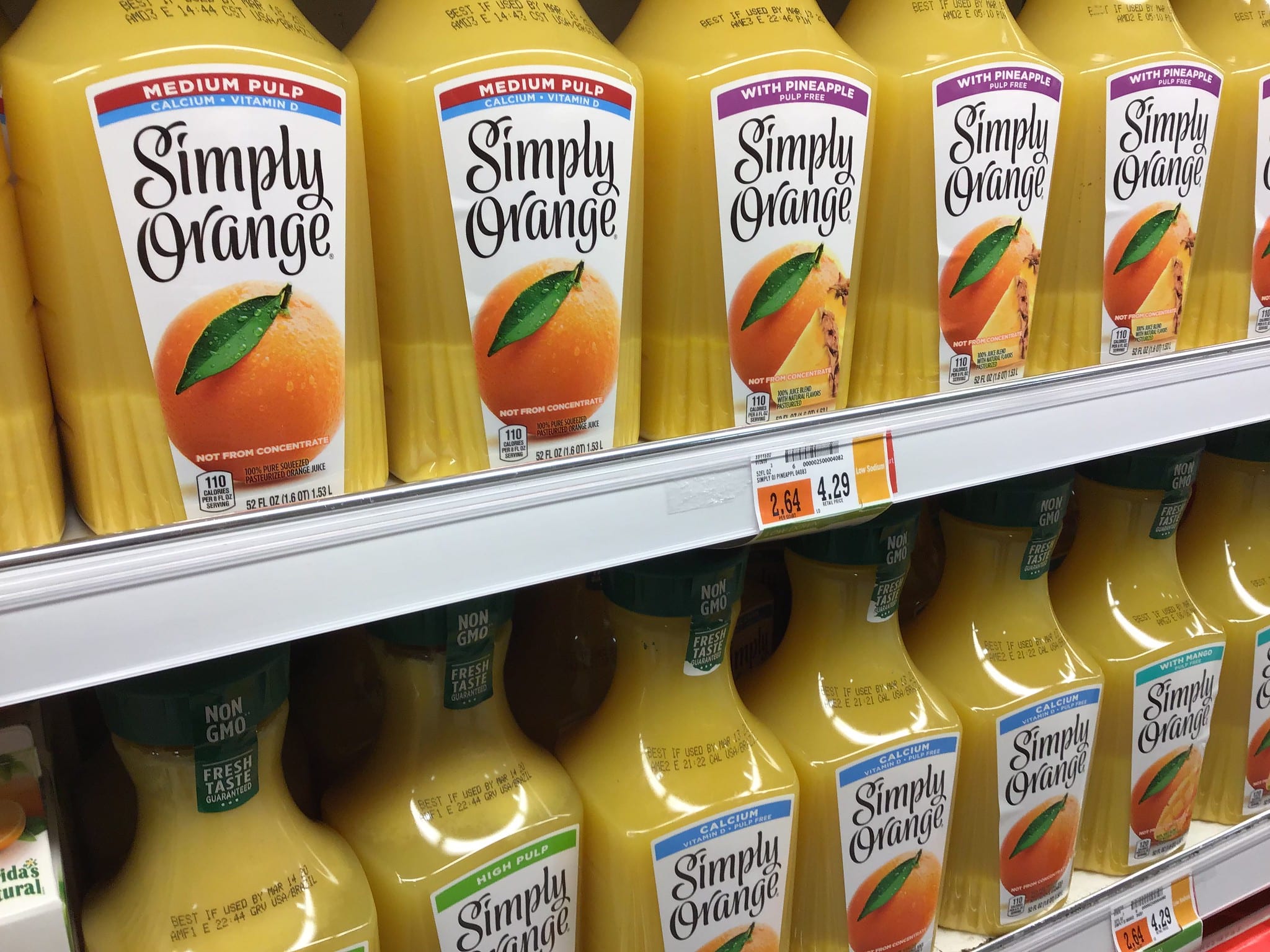 orange juice on shelf