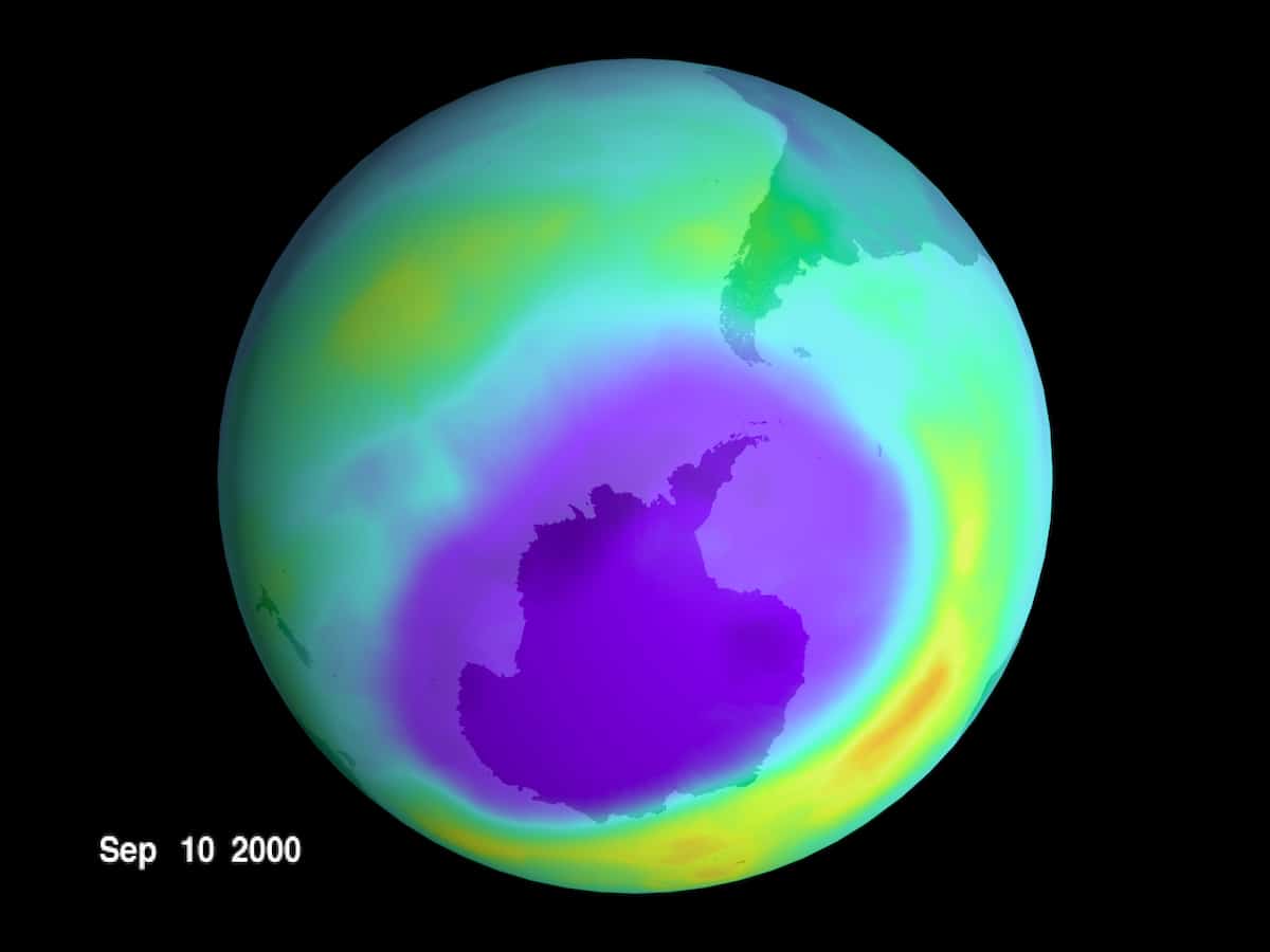 The ozone hole over Antarctica in 2000