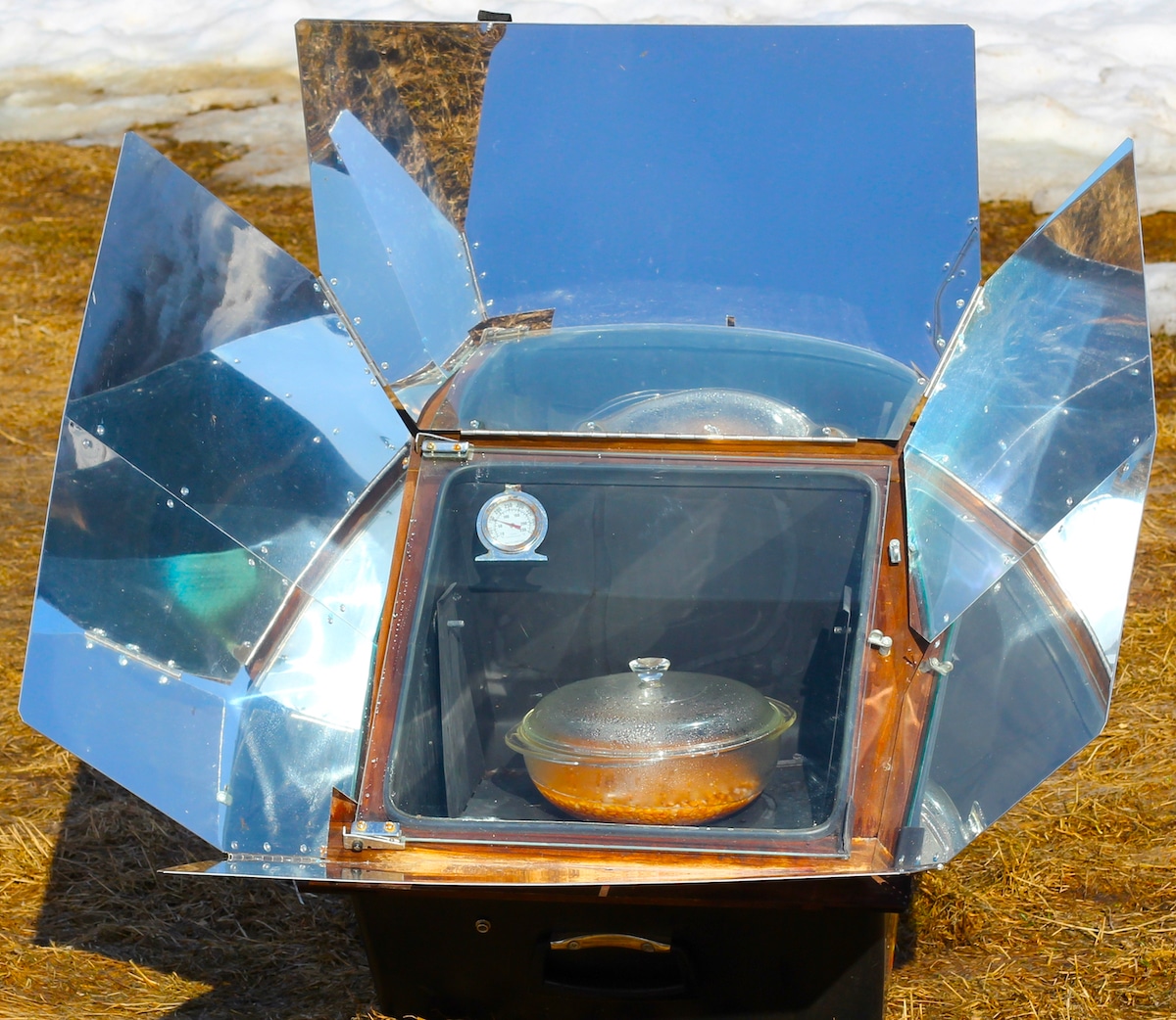 Cooking with a handmade solar oven