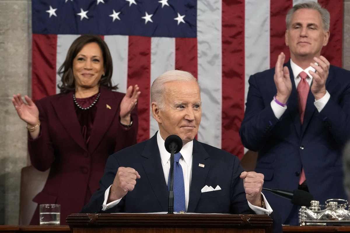 U.S. President Joe Biden delivers the State of the Union address in the House Chamber of the U.S. Capitol in Washington, DC
