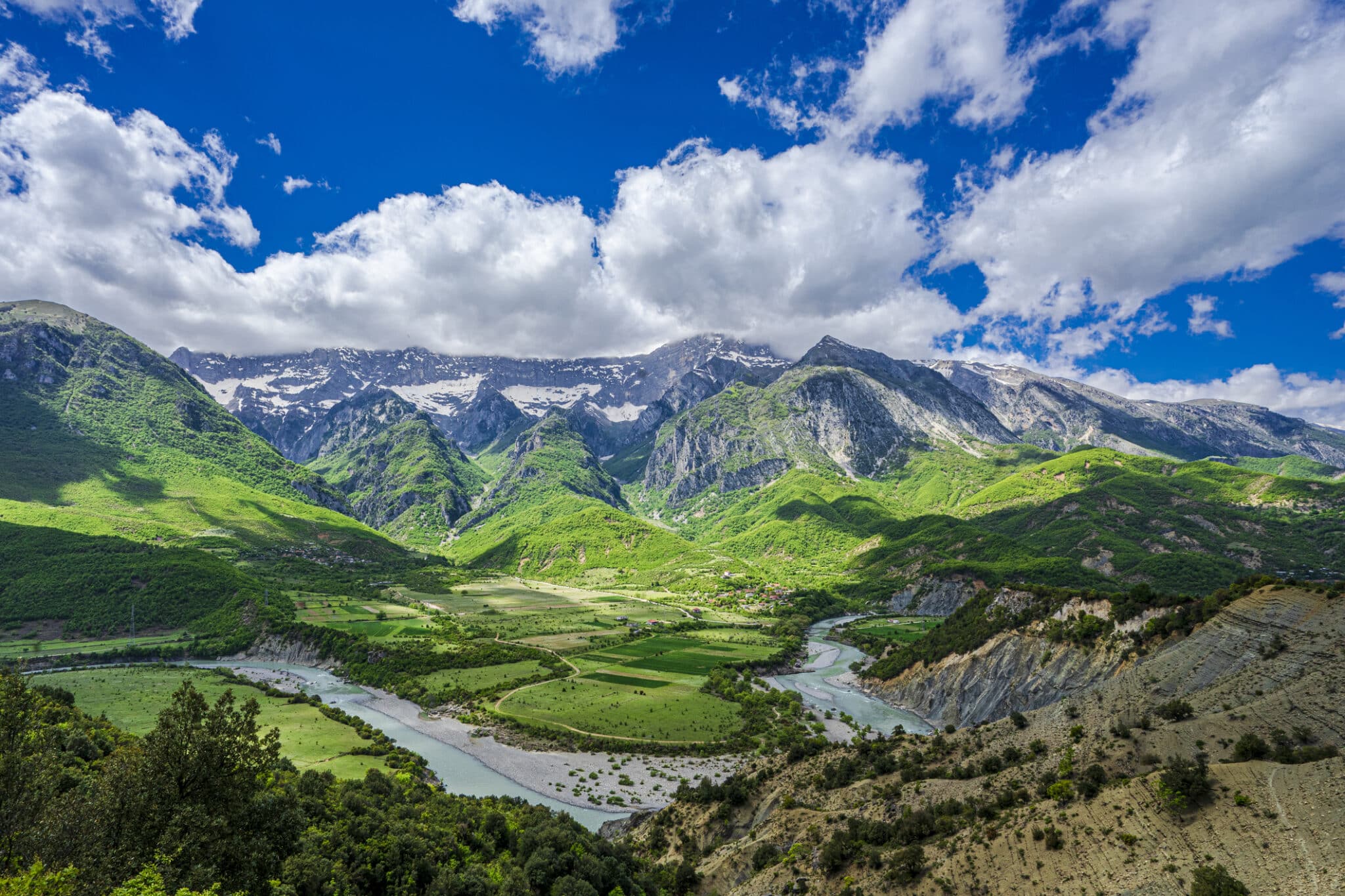 The mountains and the Vjosa River in Albania