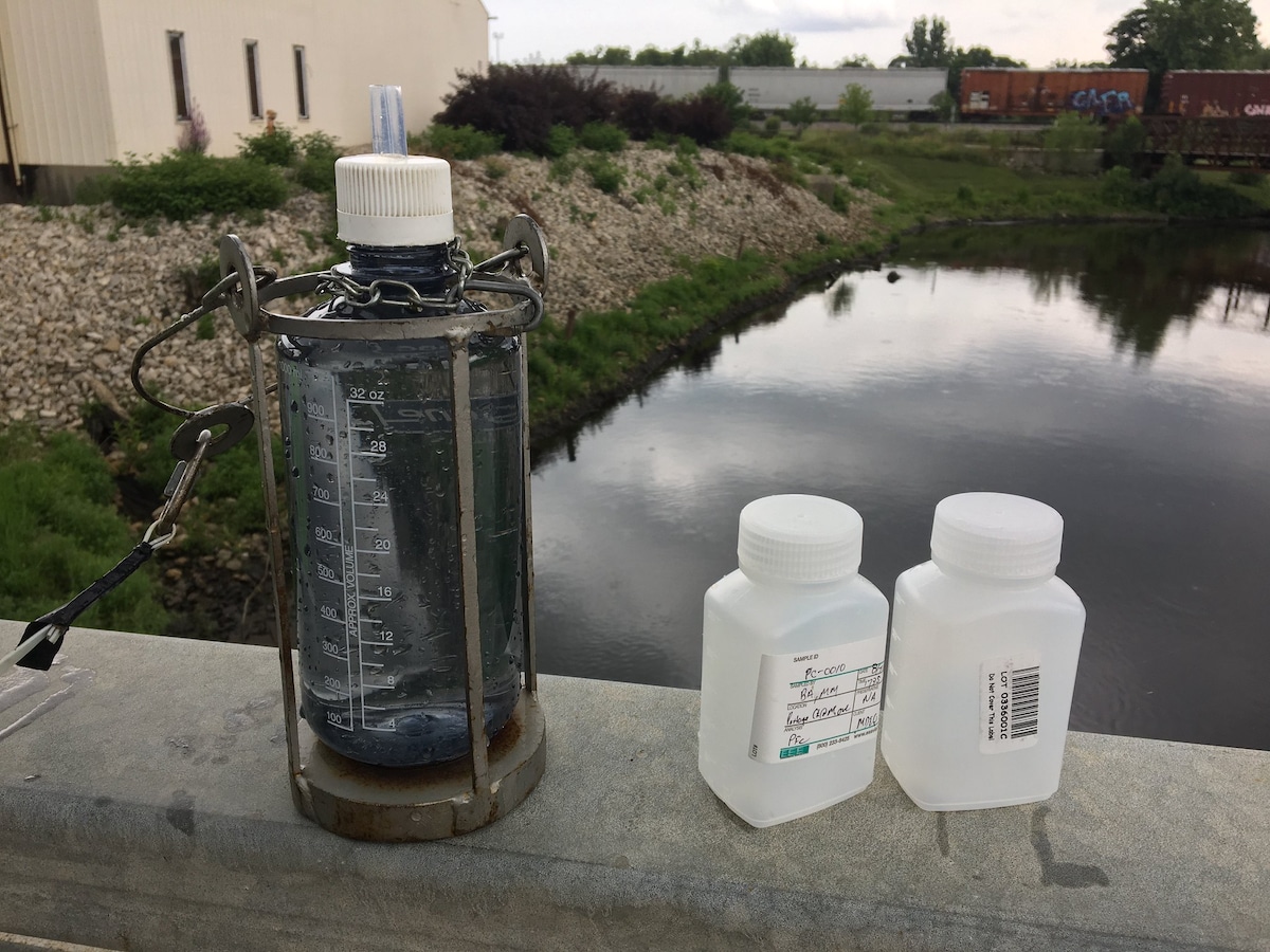Water samples collected for PFAS testing in the Kalamazoo River watershed in Michigan