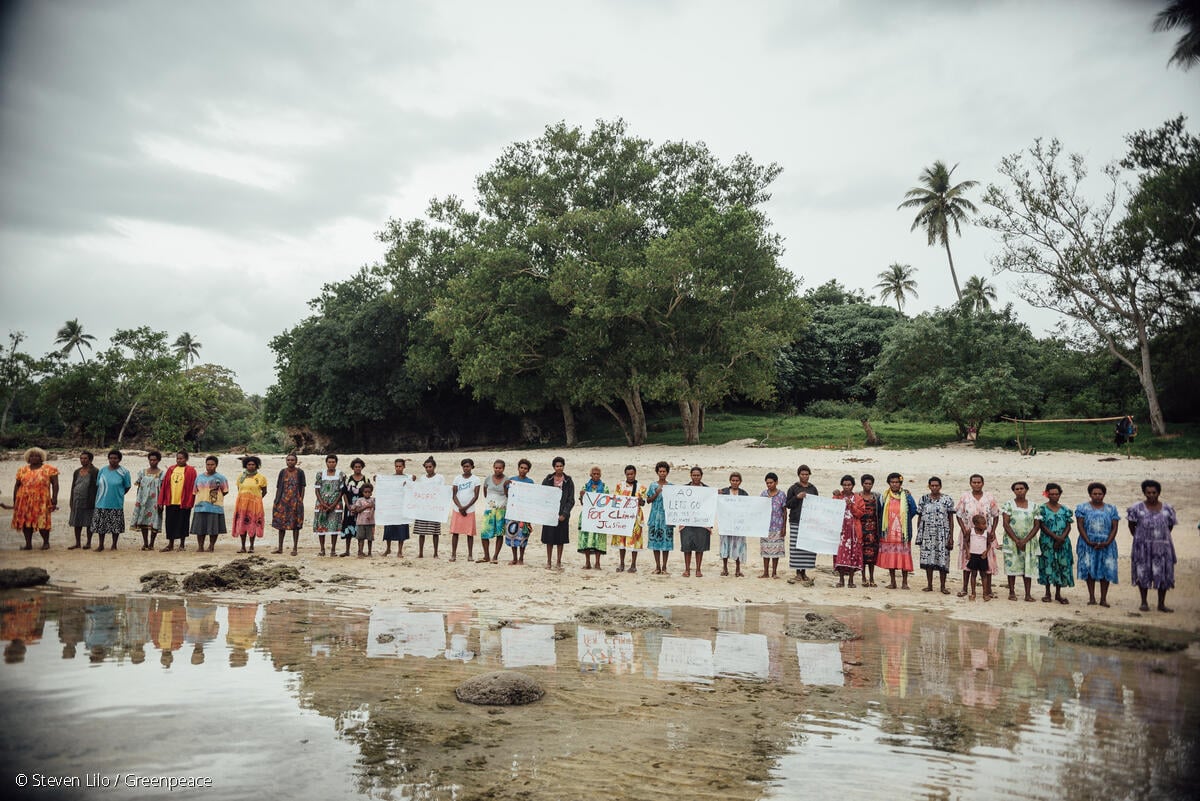 Greenpeace Australia Pacific environmental justice advocates demonstrate in Vanuatu
