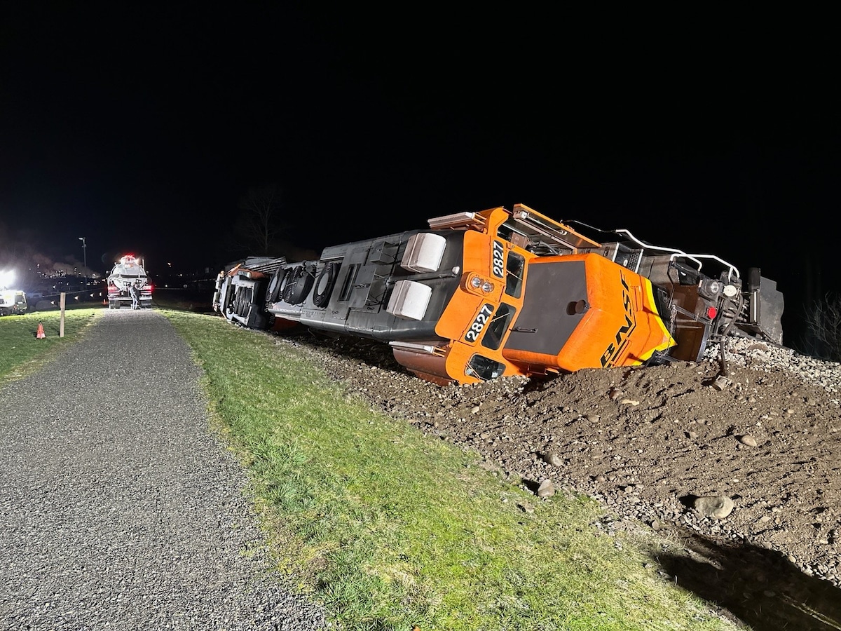 A BNSF train derailment on the Swinomish Reservation in Anacortes, Washington