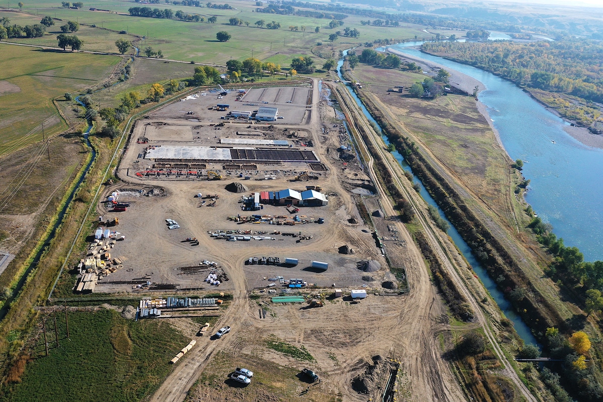 The site along the banks of the Yellowstone River in Laurel, Montana where NorthWestern Energy has been building a gas power plant
