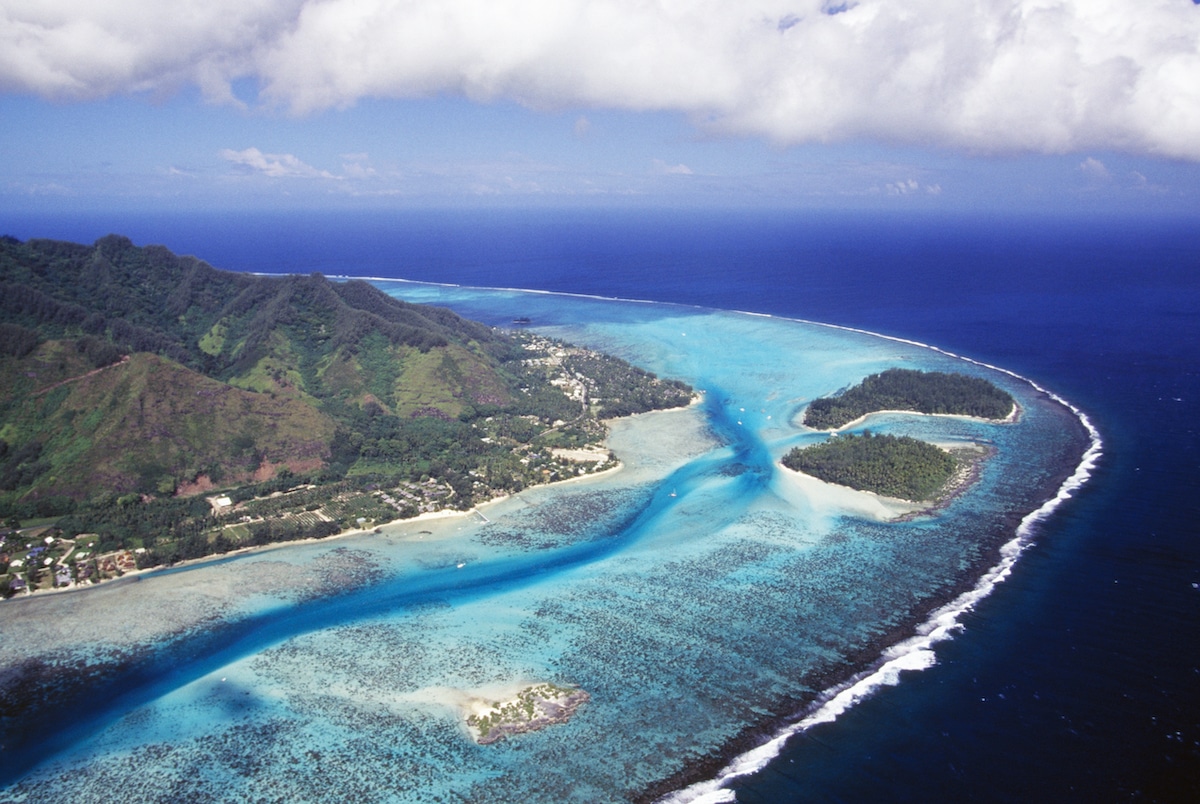 An aerial view of Mo'orea, French Polynesia