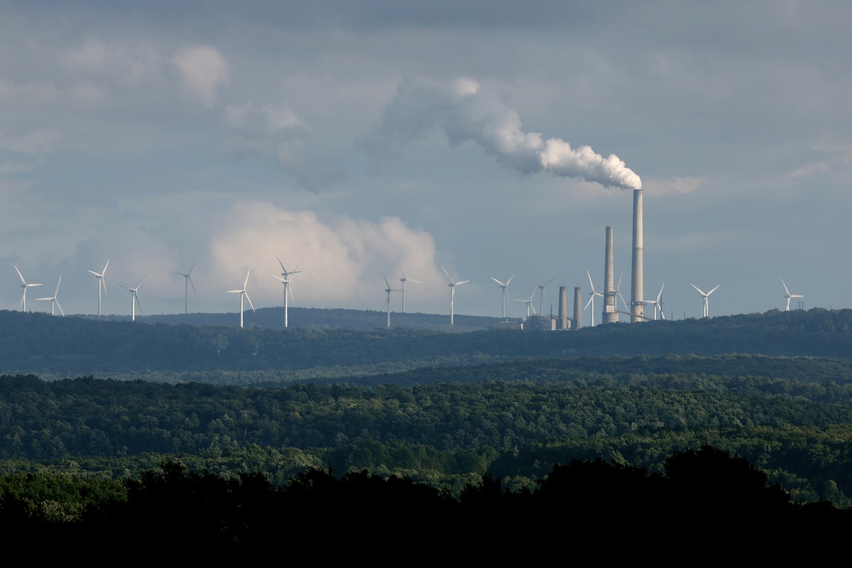 Turbines from the Mount Storm Wind Farm near the Dominion Mount Storm power station in Mount Storm, West Virginia