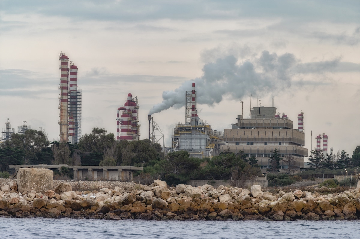 The Eni petrochemical plant in Brindisi, Italy