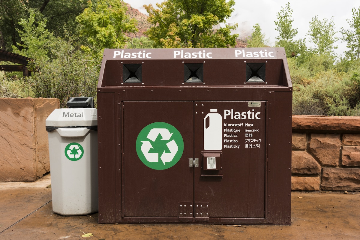 Recycling bins at Zion National Park, Utah